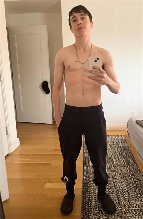 8. Elliot Page is radiating summer joy. The Oscar nominee, 34, posted a shot of himself shirtless by a pool on Monday, showing off his red swim trunks — and his abs! "Trans bb's first swim ...